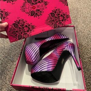 Women’s Promise U purple/pink Stripped High Heel Shoes